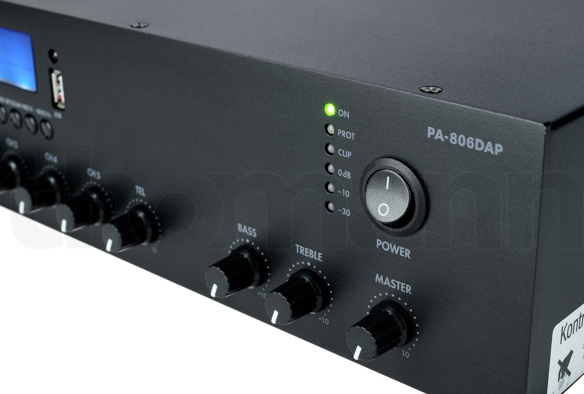 מגבר כריזה 100V עם DAB+ ו-Bluetooth Monacor PA-806DAP – 60W 9 Monacor PA-806DAP – תמונת מוצר 9