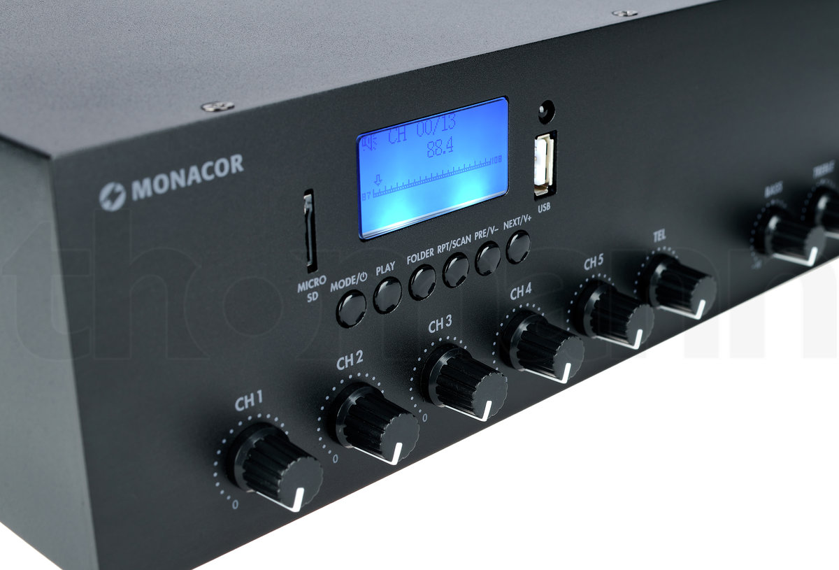 מגבר כריזה 100V עם DAB+ ו-Bluetooth Monacor PA-806DAP – 60W 8 Monacor PA-806DAP – תמונת מוצר 8