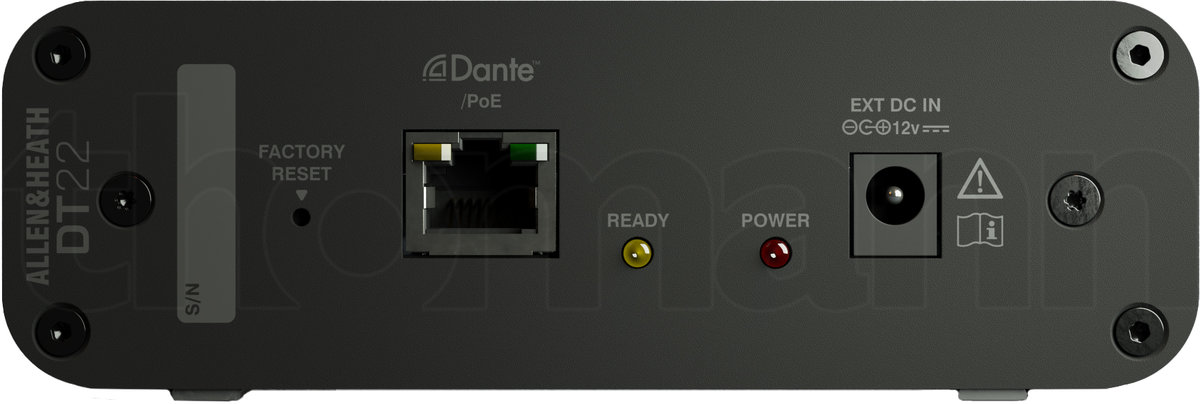 ממשק Dante Allen & Heath DT22 – 2 כניסות ו-2 יציאות Euroblock לרשת Dante, PoE ו-AES67 5 Allen & Heath DT22 – תמונת מוצר 5