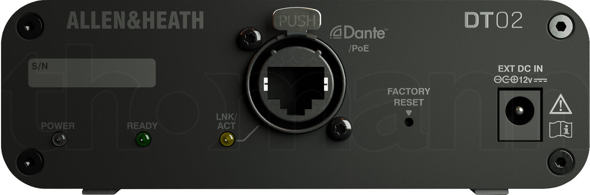 ממשק Dante Allen & Heath DT02 – 2 יציאות XLR Line מרשת Dante, PoE ו-AES67 4 Allen & Heath DT02 – תמונת מוצר 4