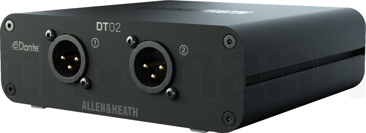 ממשק Dante Allen & Heath DT02 – 2 יציאות XLR Line מרשת Dante, PoE ו-AES67 1 Allen & Heath DT02 – ממשק Dante