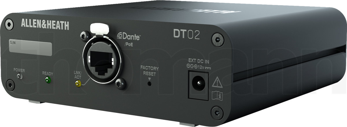 ממשק Dante Allen & Heath DT02 – 2 יציאות XLR Line מרשת Dante, PoE ו-AES67 5 Allen & Heath DT02 – תמונת מוצר 5