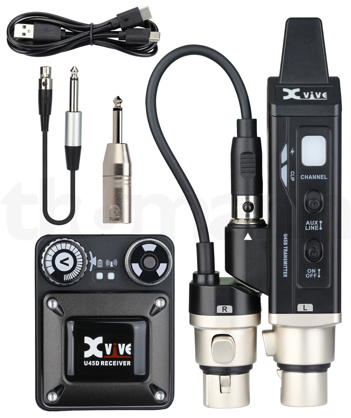 מערכת In-Ear אלחוטית סטריאו XVive U45D – שני מקלטים בתדר 5.8GHz 1 XVive U45D – מערכת In-Ear אלחוטית