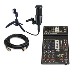 ערכה מתקדמת להקלטת פודקאסט – זוג Audio-Technica AT2020 ומיקסר PV-6BT