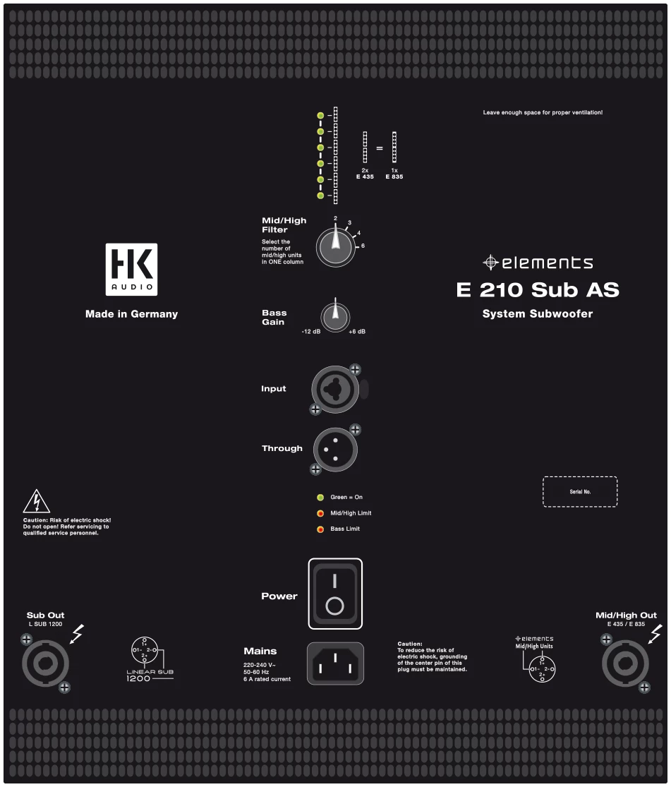 רמקול סאב מוגבר 2x10״ HK Audio E 210 SUB AS 4 רמקול סאב מוגבר 2x10״ HK Audio E 210 SUB AS