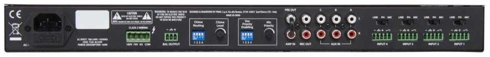 מגבר כריזה עם מיקסר 160W Proel PA AMP160XL 4 מגבר כריזה עם מיקסר 160W Proel PA AMP160XL