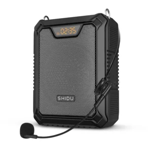 סט מגבר קול נייד 25W למורים ולמדריכים SHIDU M900 – מיקרופון ראש אלחוטי 2.4G בתדר המאושר בישראל + מיקרופון קווי, עמיד מים IPX6