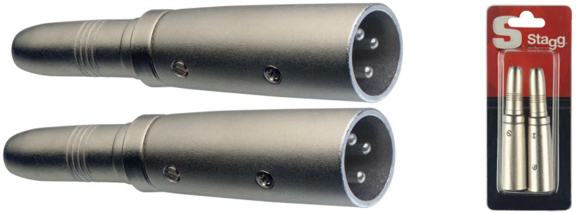 זוג מתאמים XLR זכר לג׳ק 6.35 מ״מ נקבה Stagg AC-XMPFH 1 זוג מתאמים XLR זכר לג׳ק 6.35 מ״מ נקבה Stagg AC-XMPFH