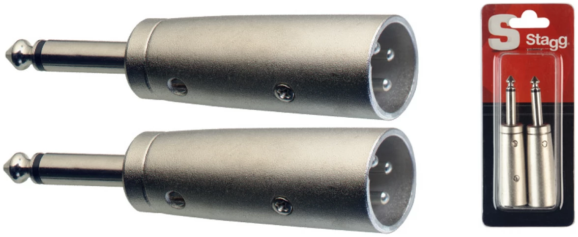 זוג מתאמים XLR זכר לג׳ק 6.35 מ״מ זכר Stagg AC-XMPMH 1 זוג מתאמים XLR זכר לג׳ק 6.35 מ״מ זכר Stagg AC-XMPMH