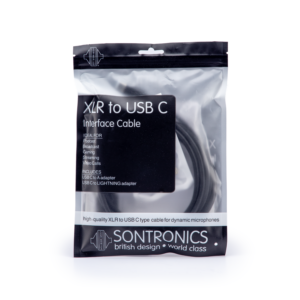 כבל מתאם XLR נקבה ל-USB-C באורך 2 מטר Sontronics – כולל מתאם סמארטפון ומתאם USB-A