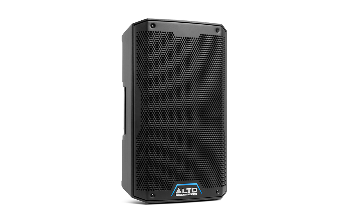 רמקול מוגבר Alto Professional TS408 – 8 אינץ׳, 2000W ו‑130dB 1 רמקול מוגבר Alto Professional TS408 במבט תלת־רבעי המציג את הגריל והצד