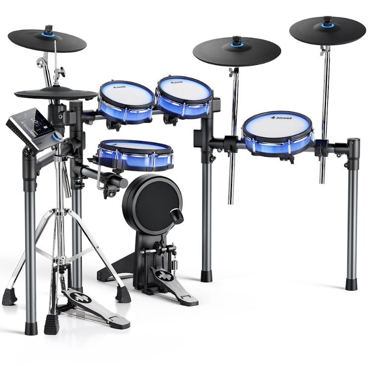 מערכת תופים אלקטרונית Donner BackBeat Pro EC7616 – פאדים מוארים, היי-האט עצמאי 12 אינץ׳ ומצילת רייד משולשת 4 Donner BackBeat Pro EC7616 – מודול עם מסך מגע