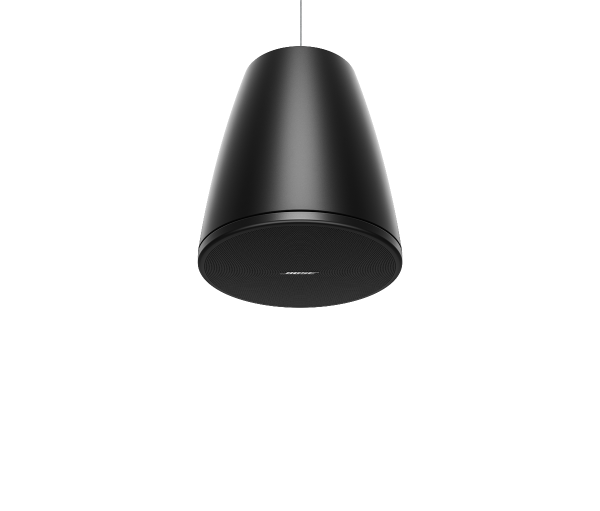 זוג רמקולי תלייה Bose Professional DesignMax DM5P שחור 3 רמקול Bose DesignMax DM5P שחור תלוי אנכית עם גריל קדמי וכבל השעיה