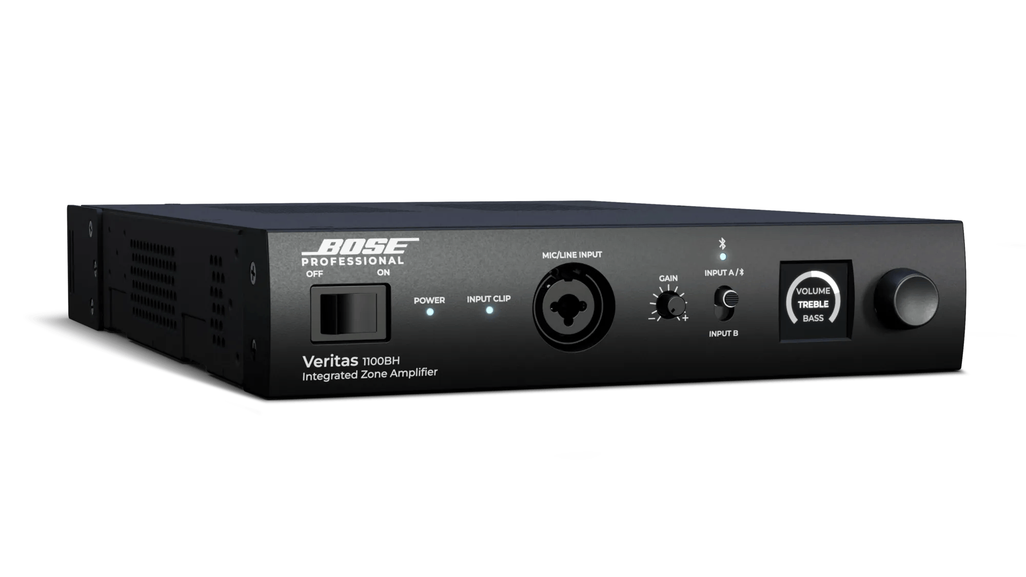 מגבר התקנות 100W למערכות 70V/100V Bose Professional Veritas 1100BH 1 מגבר אזורים חכם Bose Professional Veritas 1100BH במבט חזיתי מזווית ימין