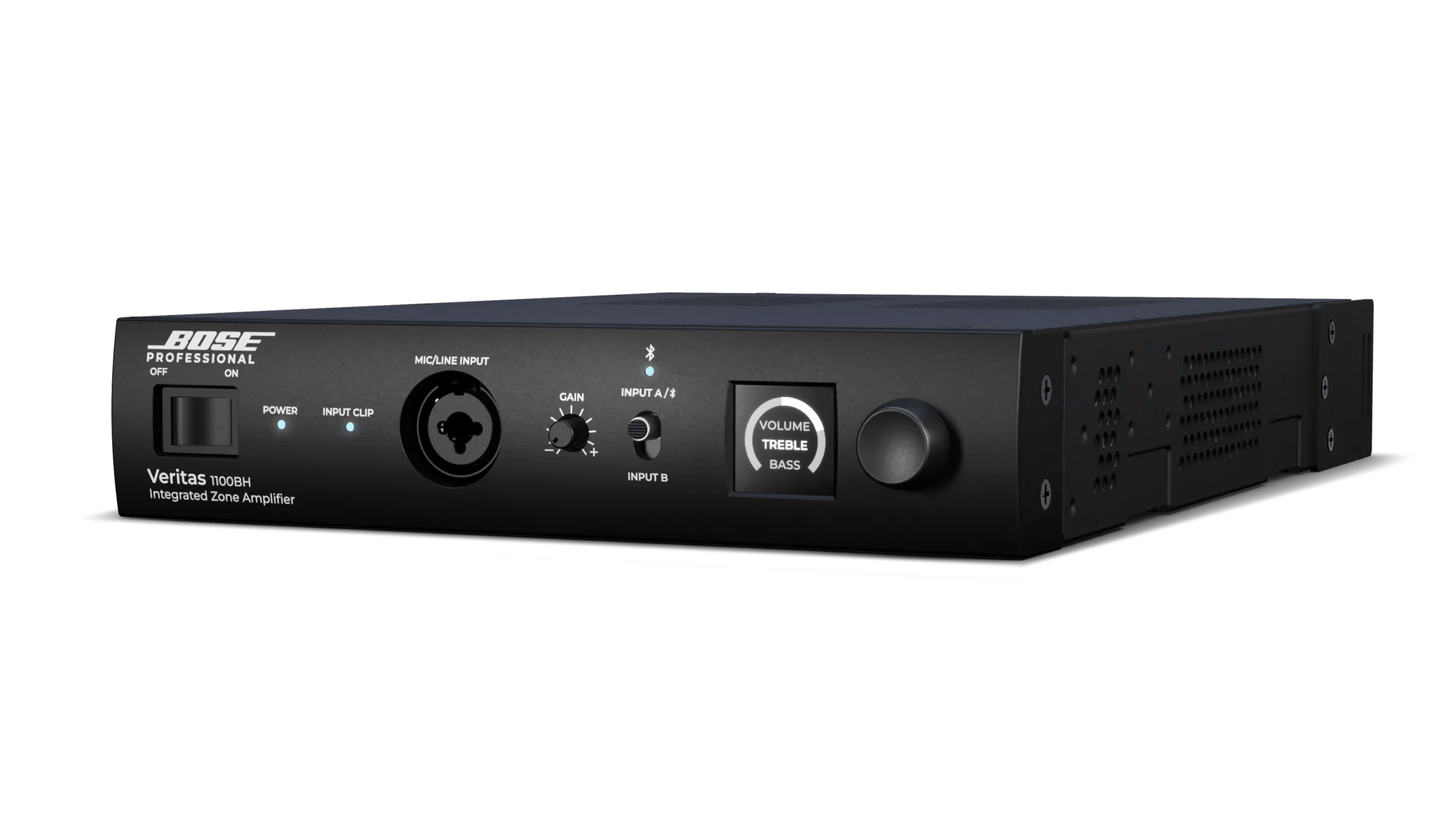 מגבר התקנות 100W למערכות 70V/100V Bose Professional Veritas 1100BH 2 מגבר Bose Professional Veritas 1100BH במבט חזיתי מזווית שמאל