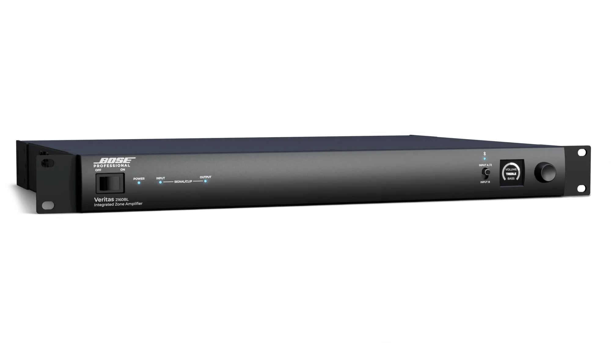 מגבר התקנות דו-ערוצי Bose Professional Veritas 2160BL עם DSP ו-Bluetooth 1 מגבר התקנות Bose Professional Veritas 2160BL במבט קדמי מזווית ימין
