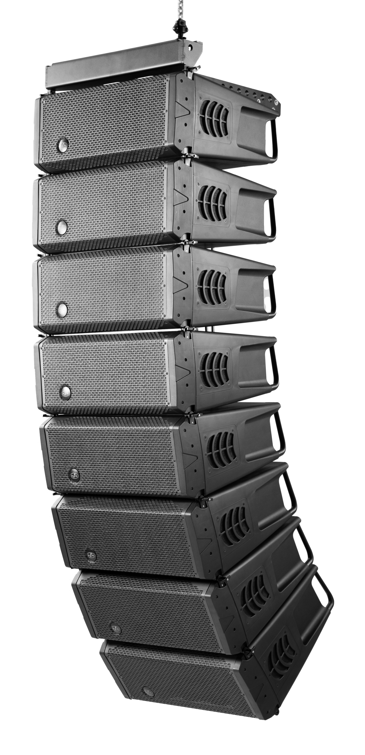 רמקול Line Array מוגבר DAS Audio EVENT-28A – 2×8 אינץ׳, 650W ו־136dB 3 מערך Line Array תלוי המורכב מיחידות DAS Audio EVENT-28A שחורות