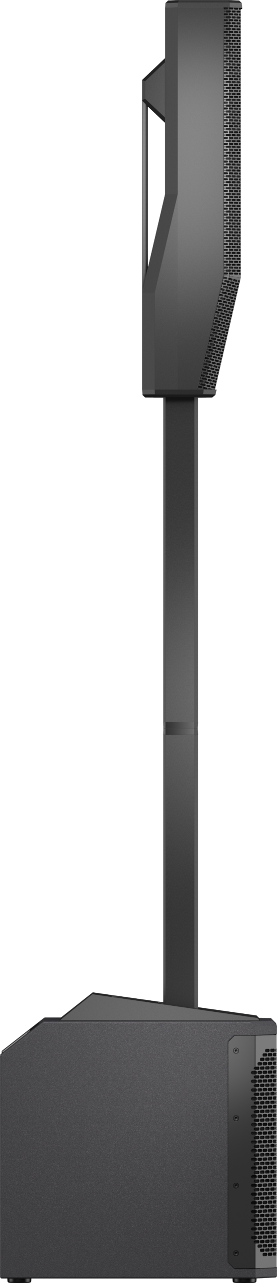 מערכת הגברה עמודית Electro-Voice EVOLVE 30M עם מיקסר 8 ערוצים 4 מבט צד של Electro-Voice EVOLVE 30M המדגים את העומק הקומפקטי של המערכת