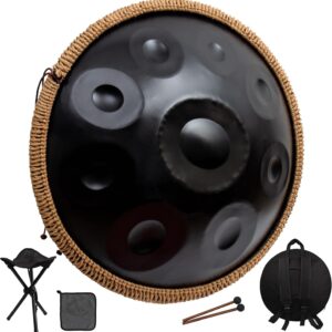 הנדפאן מקצועי 22 אינץ׳ – 9 צלילים D Kurd 440Hz, כולל נרתיק וסטנד