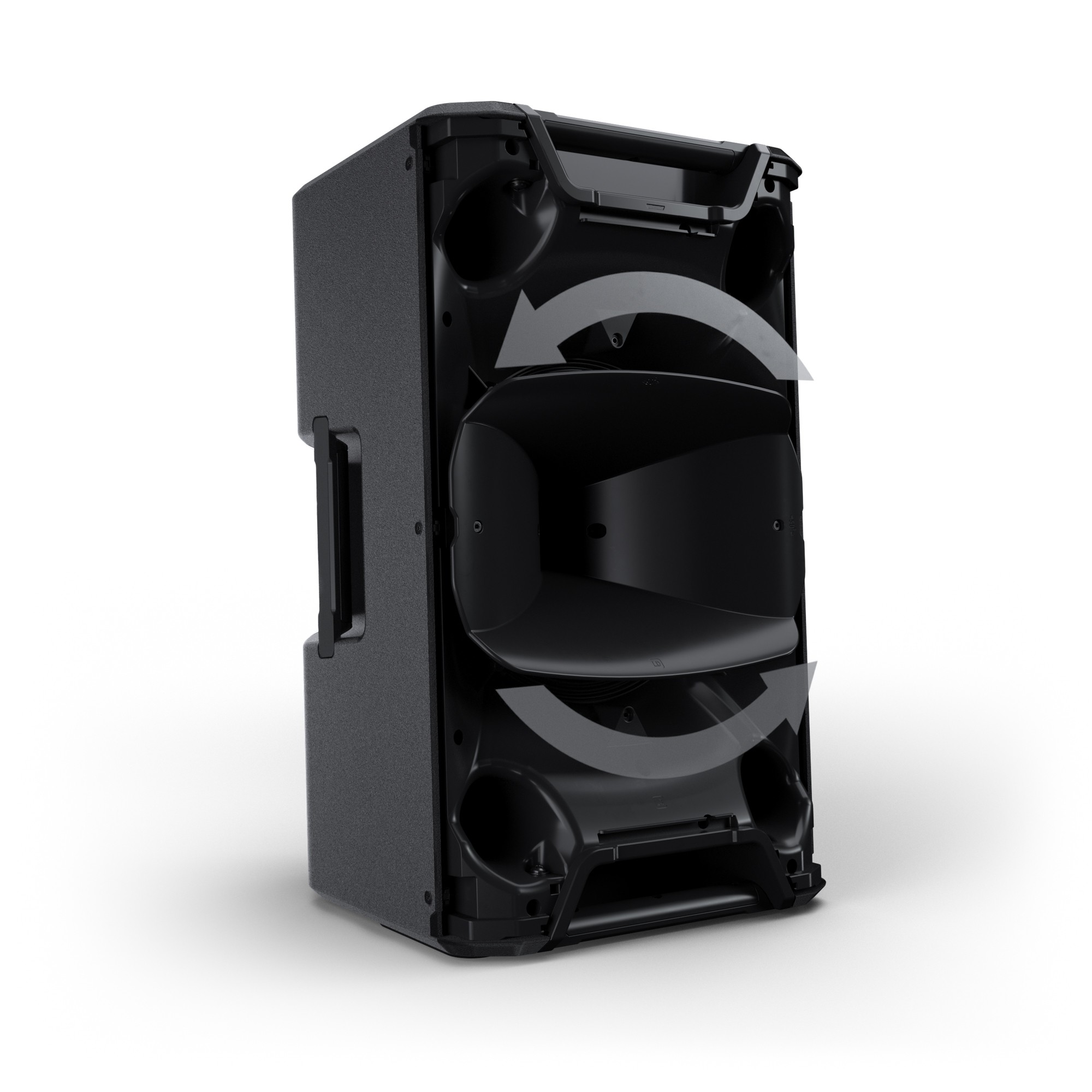 רמקול מוגבר LD Systems ICOA PRO 12 A – 12 אינץ׳ קואקסיאלי עם DSP 9 תצוגה רשמית של המבנה הקואקסיאלי והשופר המסתובב ב־LD Systems ICOA PRO 12 A