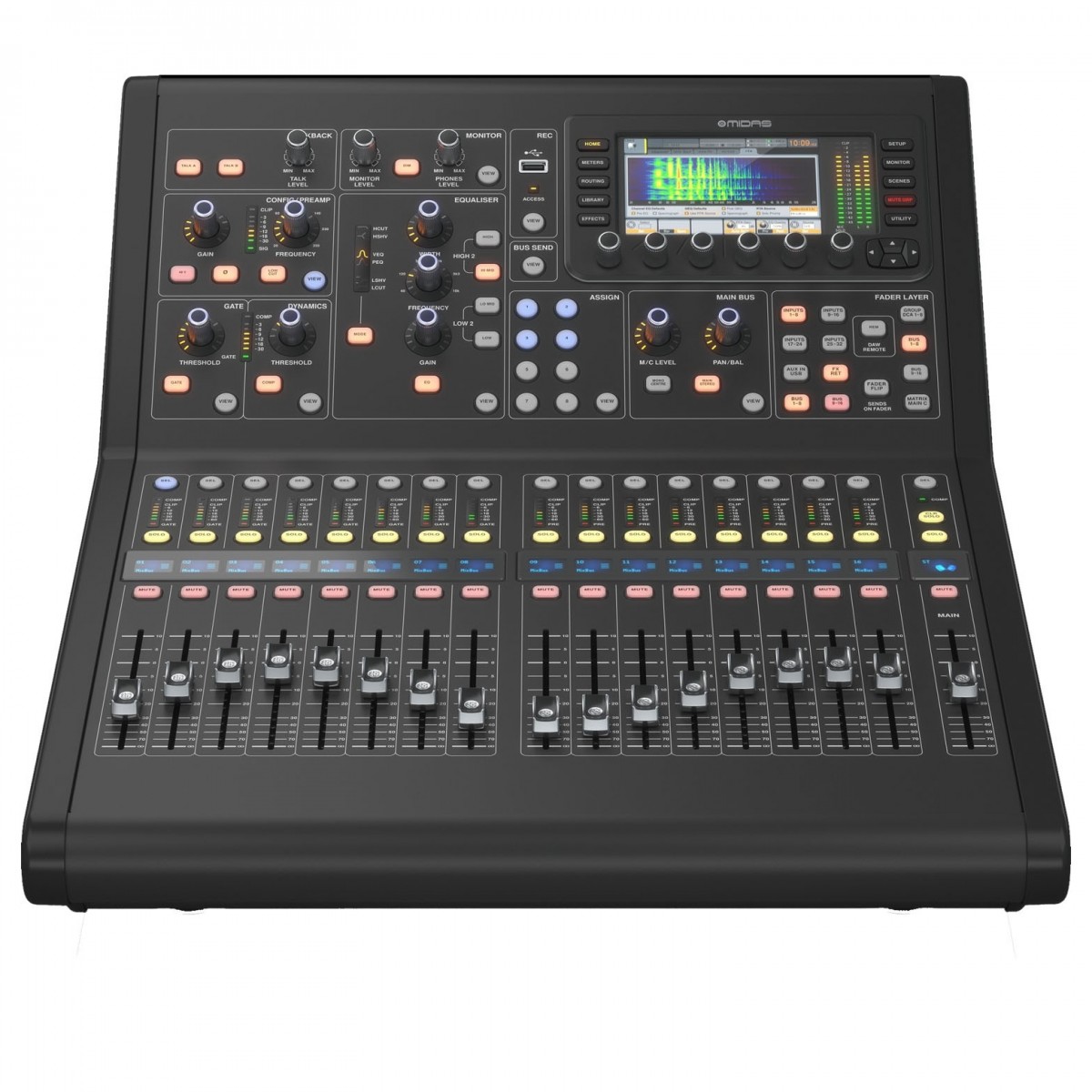 מיקסר דיגיטלי Midas M32R Live – 40 ערוצים והקלטת SD 1 קונסולת Midas M32R Live במבט קדמי מלא