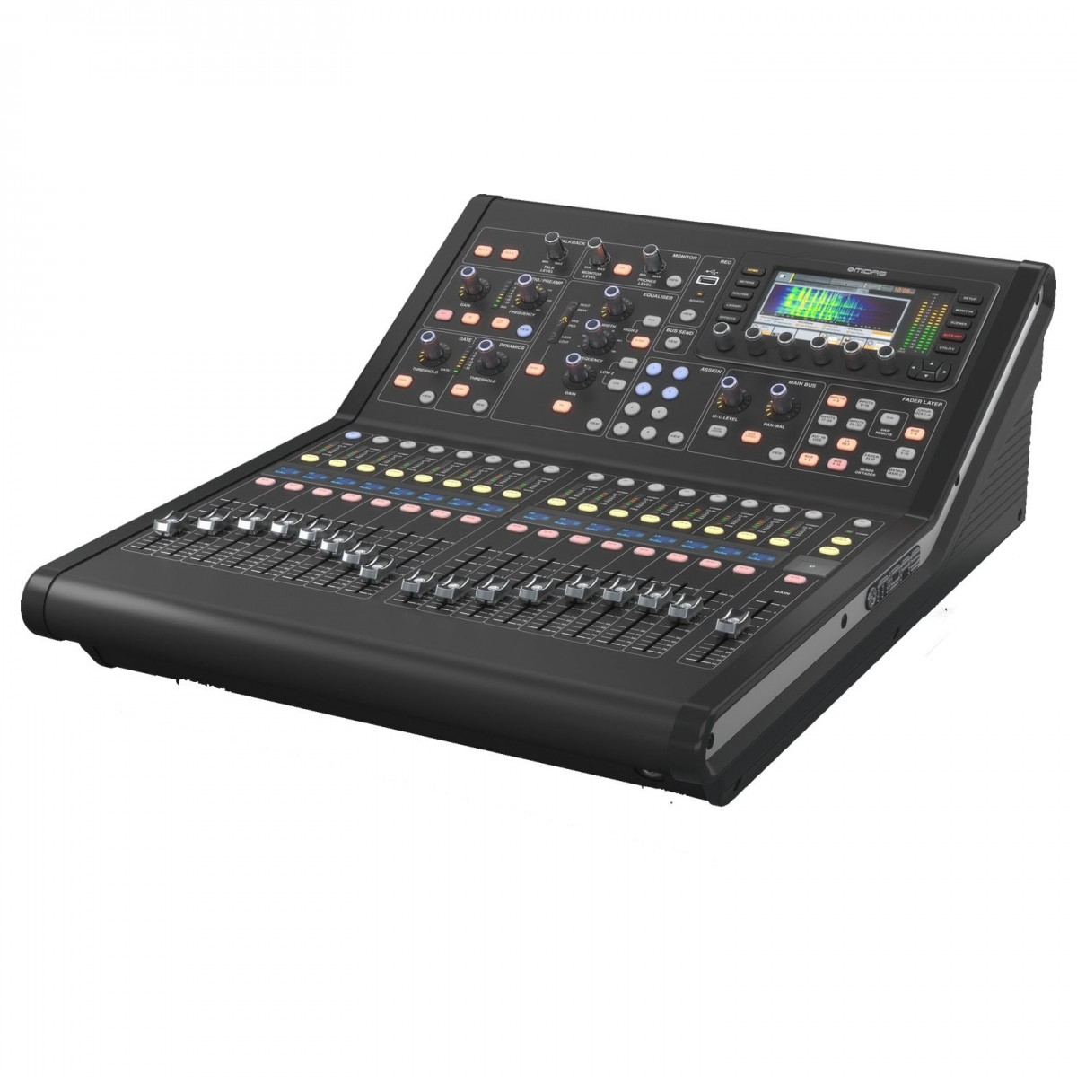 מיקסר דיגיטלי Midas M32R Live – 40 ערוצים והקלטת SD 4 קונסולת Midas M32R Live במבט אלכסוני מצד ימין