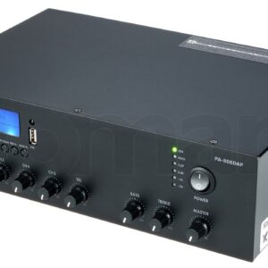מגבר כריזה 100V עם DAB+ ו-Bluetooth Monacor PA-806DAP – 60W
