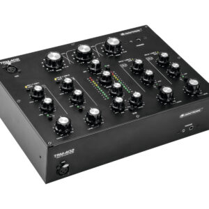 מיקסר DJ רוטרי ארבעה ערוצים Omnitronic TRM-402 במבט קדמי אלכסוני