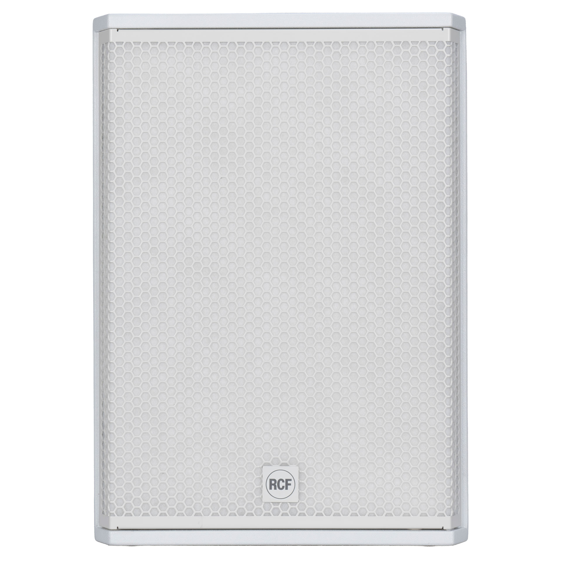 סאב וופר מוגבר לבן RCF SUB 15-AX W – 15 אינץ׳, 2200W ו-DSP מתקדם 2 סאב וופר מוגבר 15 אינץ׳ RCF SUB 15-AX W לבן – מבט חזיתי