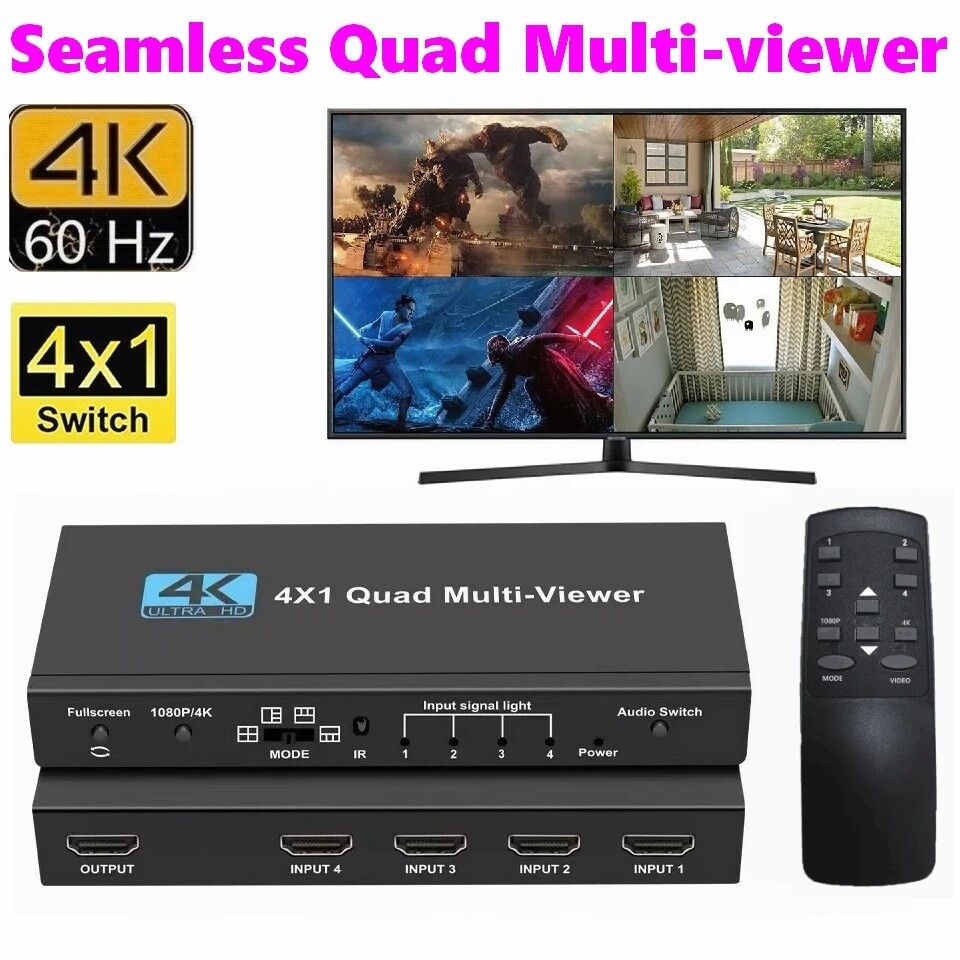 מולטיוויואר HDMI 4×1 עם 4K60 ו-8 מצבי תצוגה 1 מולטיוויואר HDMI 4×1 עם 4K60 ו-8 מצבי תצוגה