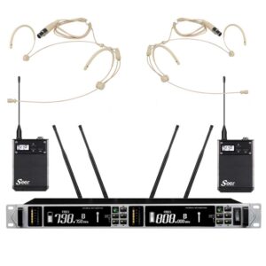 זוג מיקרופוני מדונה אלחוטיים Seer IU-2066-IL HEAD עם מקלט דו־ערוצי ושני משדרי חגורה