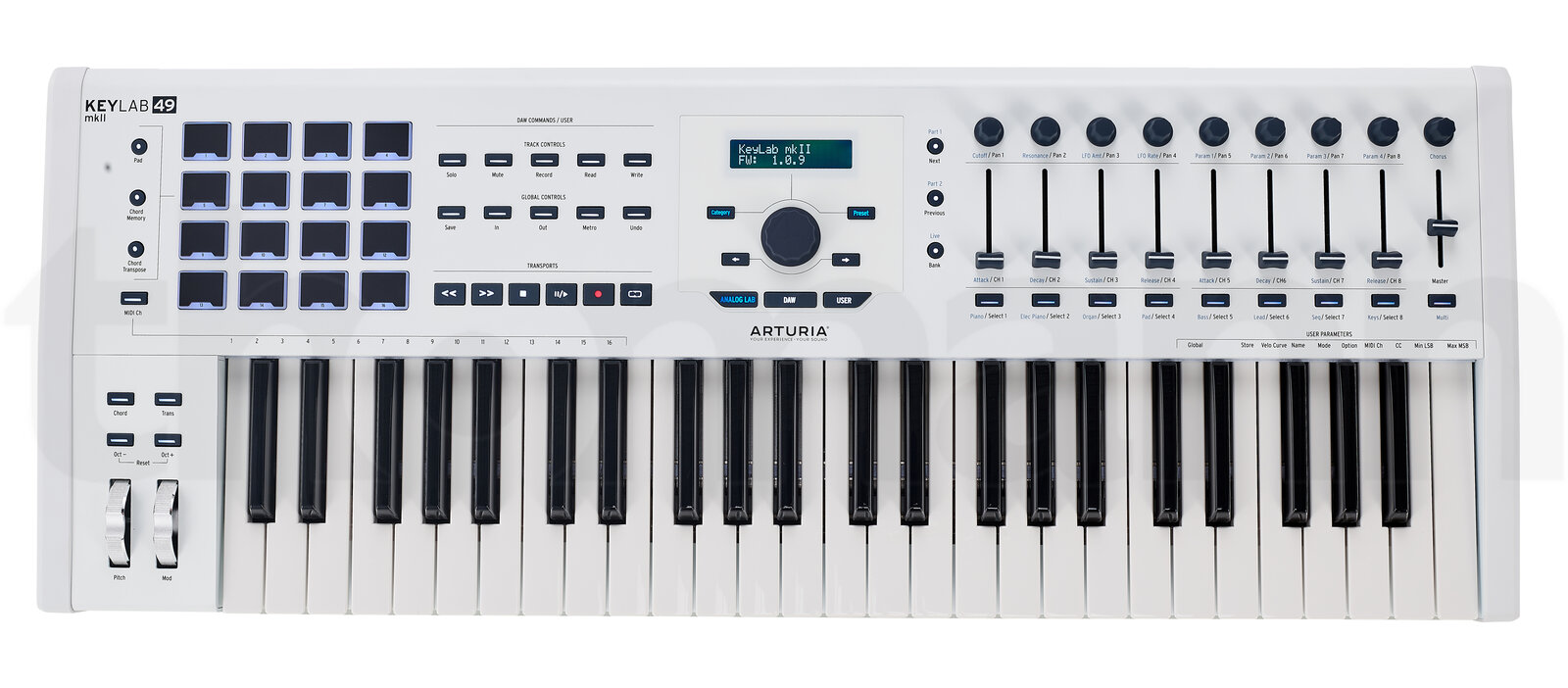 מקלדת שליטה MIDI Arturia KeyLab MkII 49 White 6 מקלדת שליטה MIDI Arturia KeyLab MkII 49 White — תמונה 6