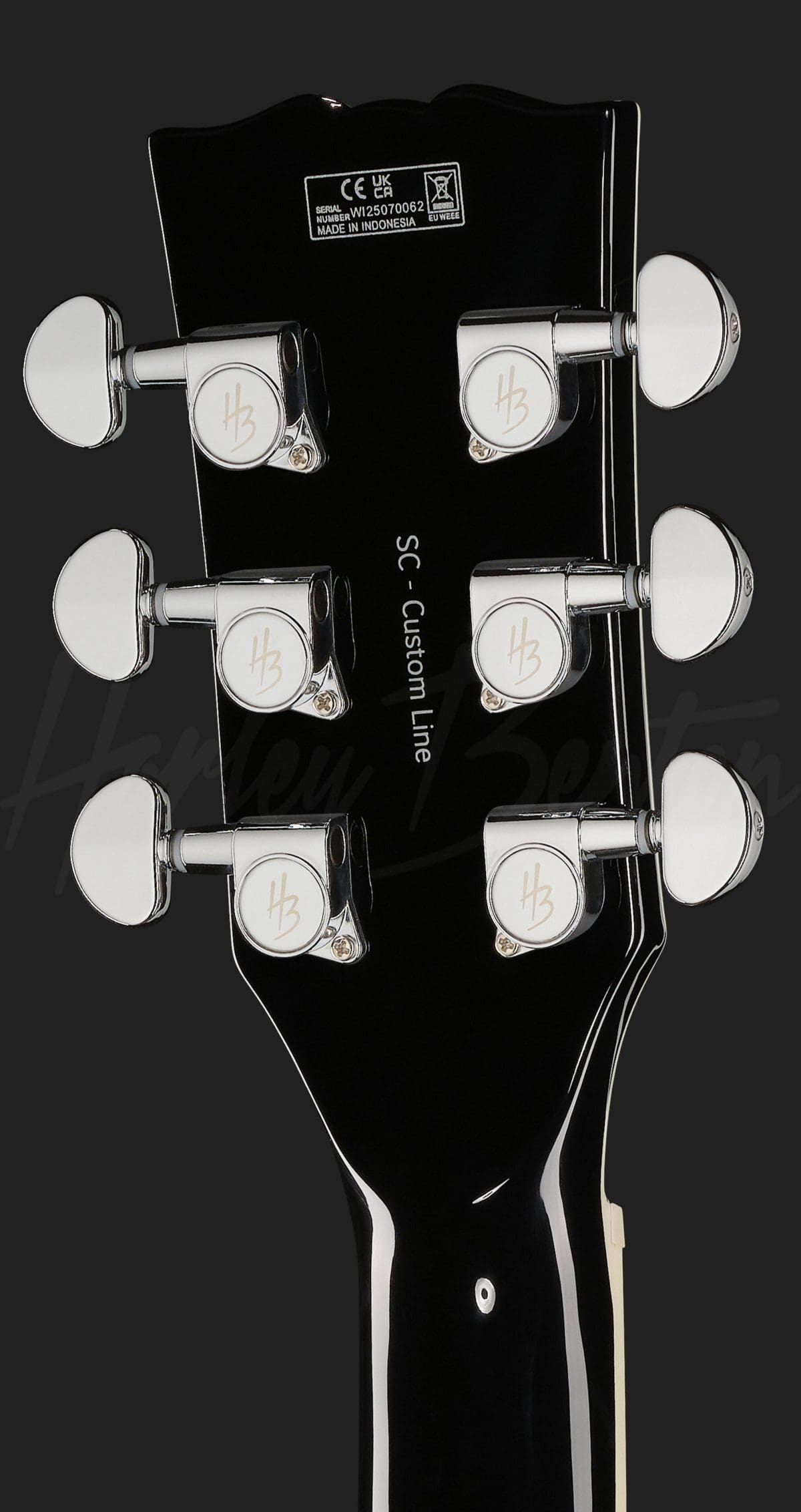 גיטרה חשמלית Harley Benton SC-Custom III Silver Sparkle 6 גיטרה Harley Benton SC-Custom III Silver Sparkle, ראש הגיטרה מאחור
