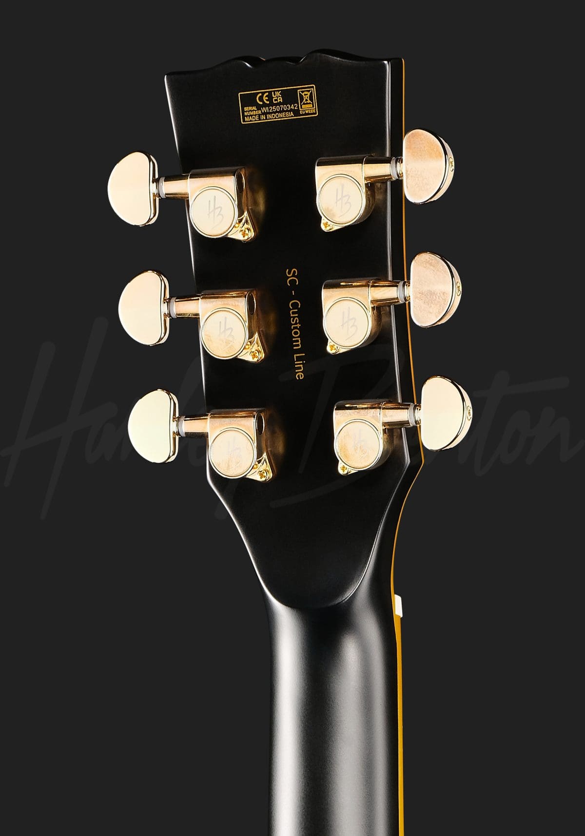 גיטרה חשמלית Harley Benton SC-Custom III VBK – שחור מט 6 גיטרה Harley Benton SC-Custom III VBK, ראש הגיטרה מאחור
