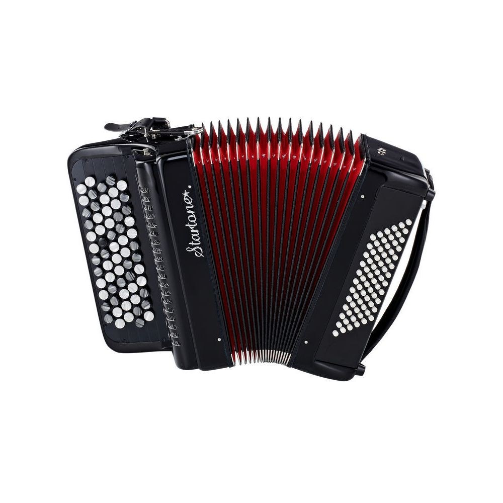 אקורדיון כפתורים Startone במערכת C – 72 בסים, 62 כפתורים ב-5 שורות, רצועות ונרתיק גב, שחור (יבוא בלעדי) 2 אקורדיון הכפתורים – אקורדיון כפתורים, תמונה 2