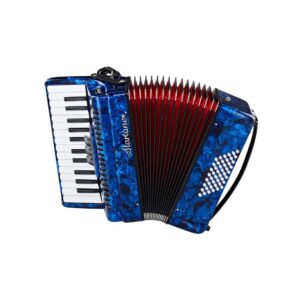 אקורדיון פסנתר 48 בסים Startone – 26 קלידים, 3 רגיסטרים, רצועות ונרתיק גב, כחול (יבוא בלעדי)