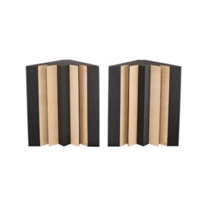 זוג מלכודות בס פינתיות t.akustik – 37×37×60 ס״מ, בליעה 80–1000 הרץ, ספוג פוליאסטר, אנתרציט וליבנה