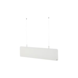זוג פאנלים אקוסטיים תלויים t.akustik 120×30 ס״מ – PET, תלייה מהתקרה בכבלי נירוסטה, לבן