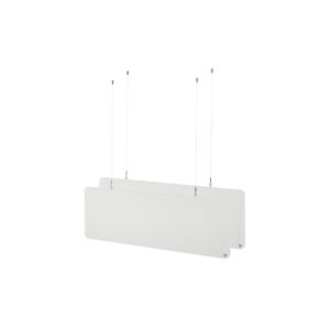 זוג פאנלים אקוסטיים תלויים t.akustik 120×40 ס״מ – PET, תלייה מהתקרה בכבלי נירוסטה, לבן