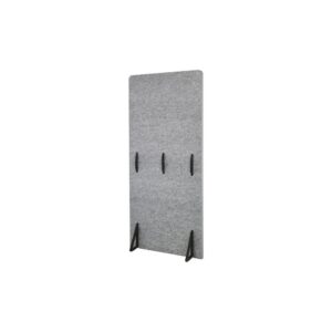 מחיצה אקוסטית ניידת t.akustik מלבד PET – 195×95 ס״מ, NRC 0.95, עומדת על רגליות, אפור-כסוף