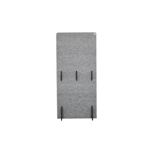מחיצה אקוסטית ניידת t.akustik מלבד PET – 195×95 ס״מ, NRC 0.95, עומדת על רגליות, אפור-כסוף