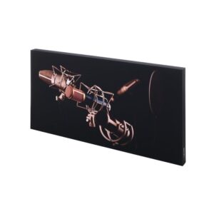פאנל אקוסטי מודפס t.akustik 120×60 ס״מ – הדפס Mic Check, מסגרת MDF, בד שקוף לקול, כולל תלייה