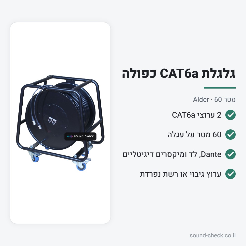 גלגלת כבל רשת CAT6a כפול (2 ערוצים) 60 מטר על עגלה – Alder 2 מפרט גלגלת כבל רשת CAT6a כפול (2 ערוצים) 60 מטר על עגלה – Alder