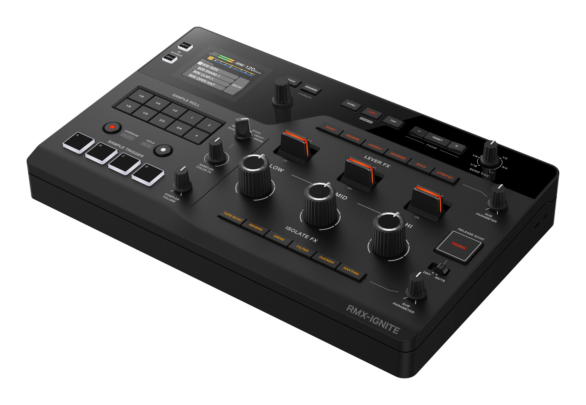 אפקטור וסמפלר ל-DJ AlphaTheta RMX-IGNITE – 3-Band FX, 4 פדים ומסך 2.8 אינץ' 1 אפקטור וסמפלר ל-DJ AlphaTheta RMX-IGNITE