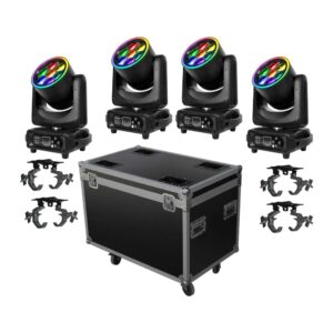 סט 4 ראשים נעים BEE 7×40W עם זום, קייס וקלמפים – Apextone
