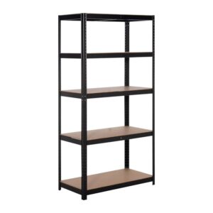 מדף 5 קומות שחור 180×90×40 עם מדפי MDF – Apextone WR-1809040 BLC
