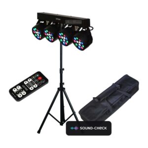 סט תאורה 4 פנסי לד עם סטנד, בקר ושלט – Apextone Set-4-Par-LED