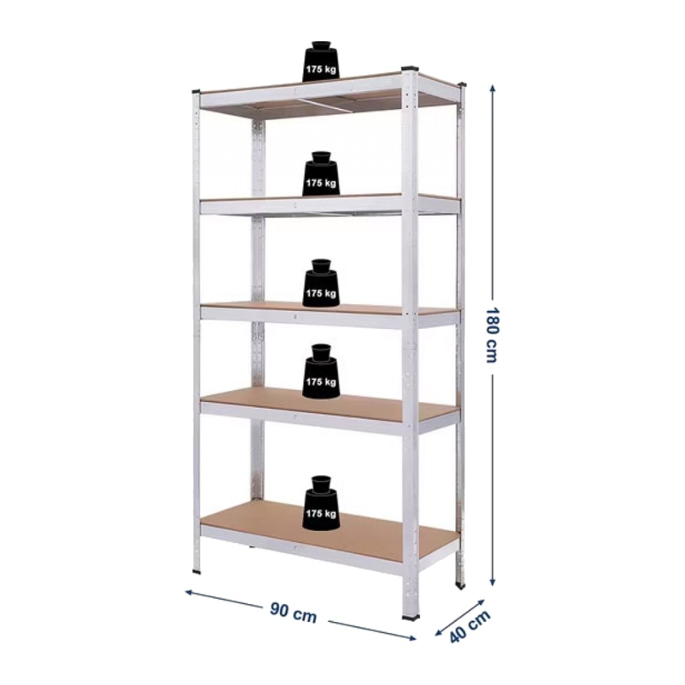 מדף 5 קומות מגולוון 180×90×40 עם מדפי MDF – Apextone WR-1809040 4 מדף 5 קומות מגולוון 180×90×40 עם מדפי MDF – Apextone WR-1809040 – תמונה 3