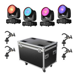 סט 4 ראשים נעים פלאד 120W עם קייס וקלמפים – Apextone