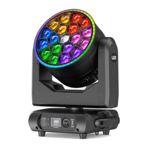 ראש נע ווש 19×15W RGBW עם זום וטבעת לד – Apextone 19x15W Zoom
